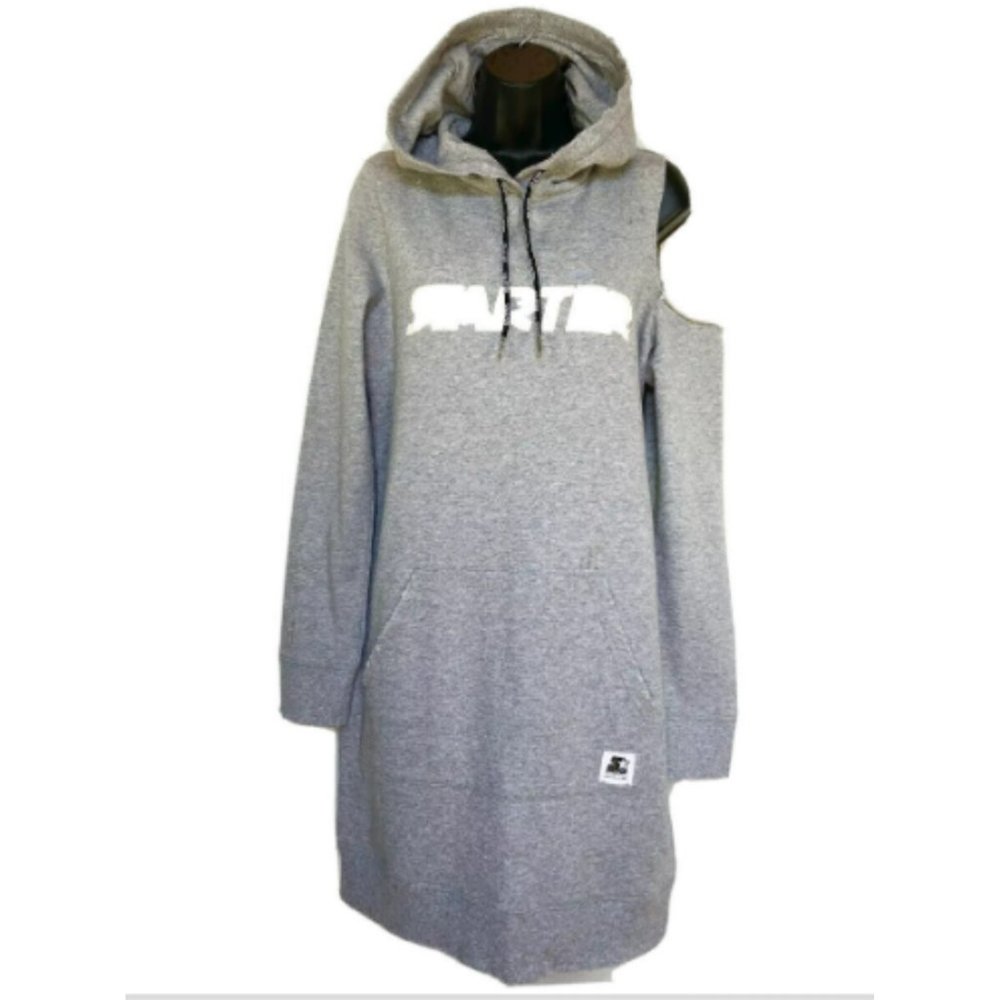 Starter Black Label Distressed Hoodie Dress Gray Womens Small NWT